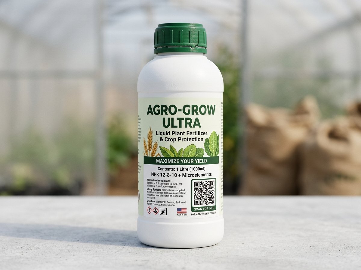 Crop-Guard 500ml Agrochemical Bottle with printed QR code
